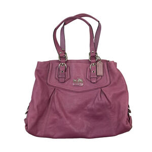 Coach Leather Shoulder Bag Tote Purse Mauve Pink Silver Hardware